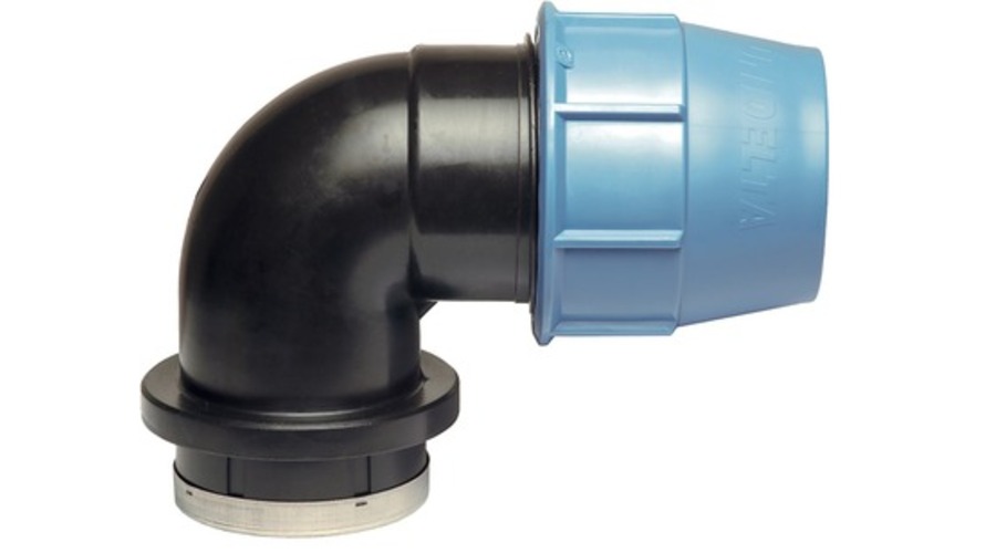 Coude polypropylène à compression 90° F pour tube PE