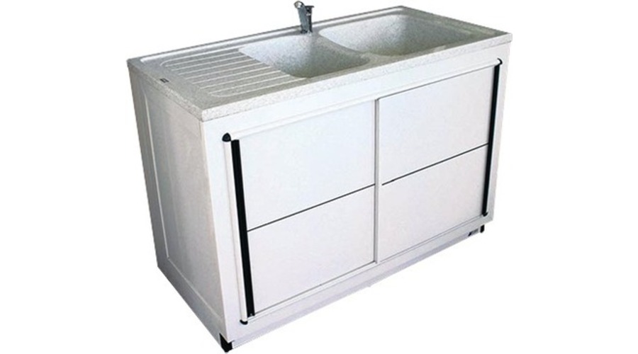 MEUBLE CORALINE SOUS EVIER PVC 100X60 BLANC 2 P.