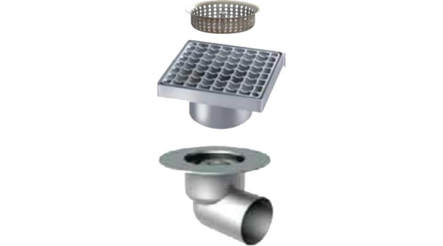 Siphon Ferrofix inox grille caillebotis + panier
