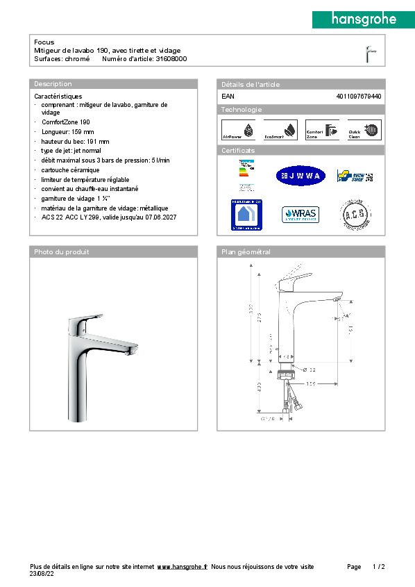 Fiche produit