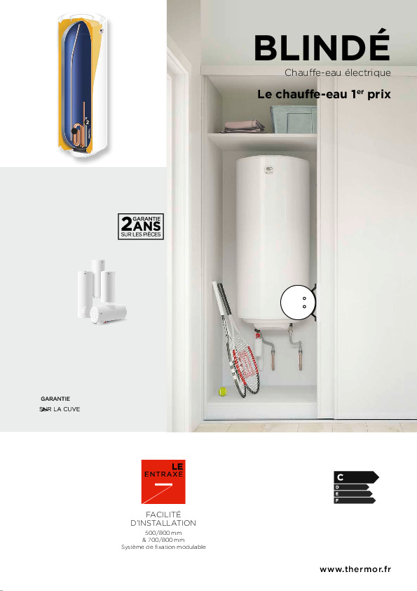 Chauffe-eau electrique Blinde 100L vertical mural compact Thermor