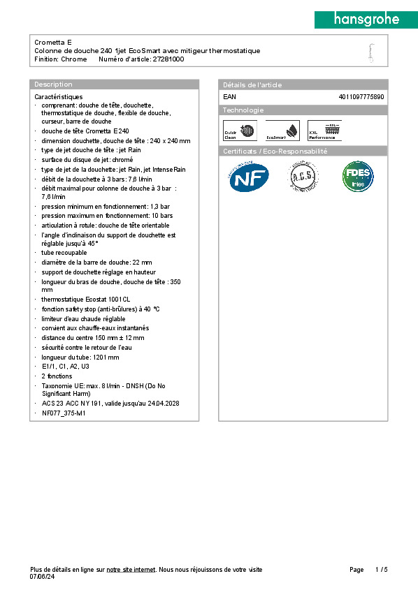 Fiche produit